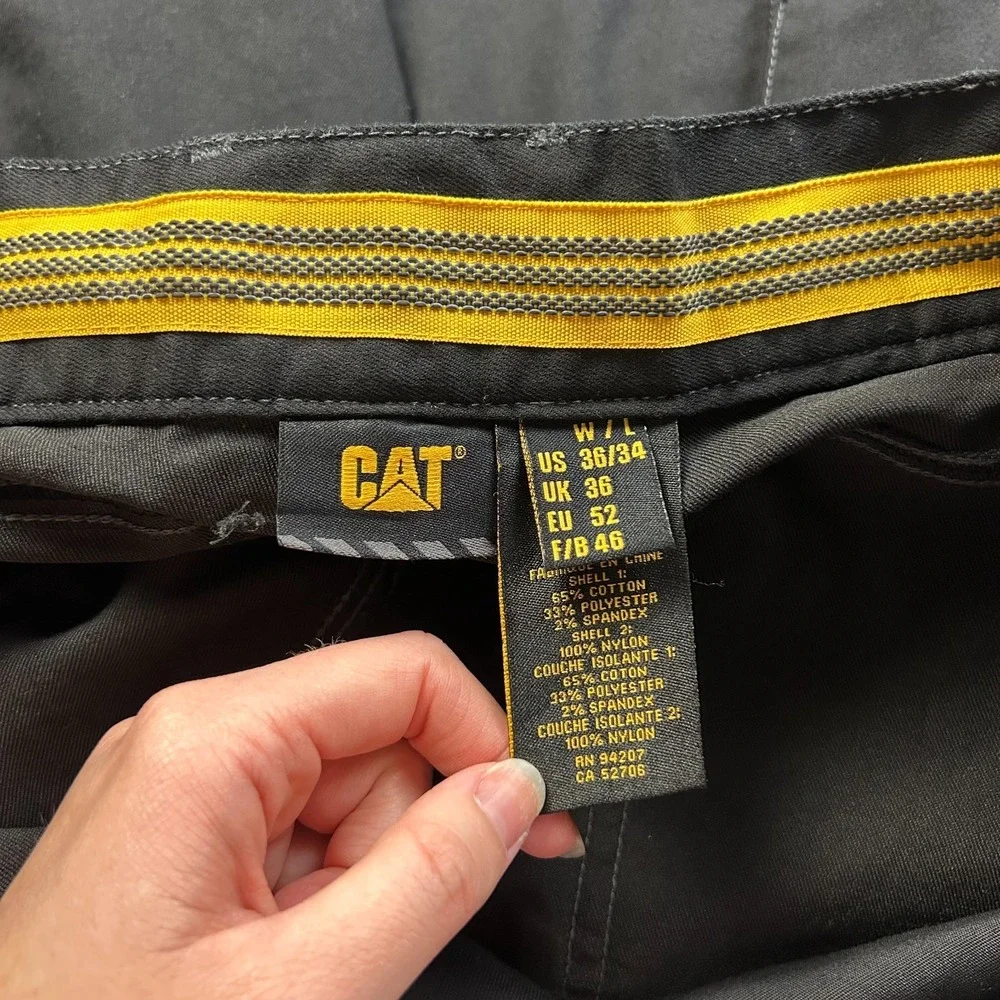 Caterpillar H2O Defender Pants Mens 36x34 Black Cargo Heavy Duty Utility Work